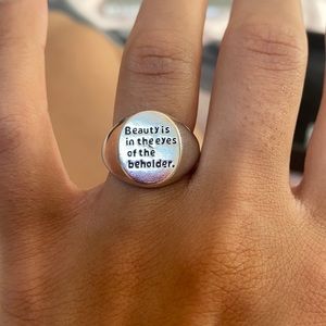 Statement Text 925 Sterling Silver Ring